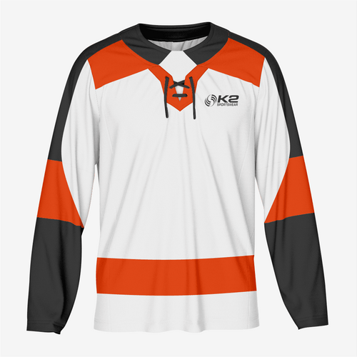 Custom Ice Hockey Jersey in Orange/White/Black - K2 Sportswear | Custom Sports Uniforms & Apparels - K2 Sportswear