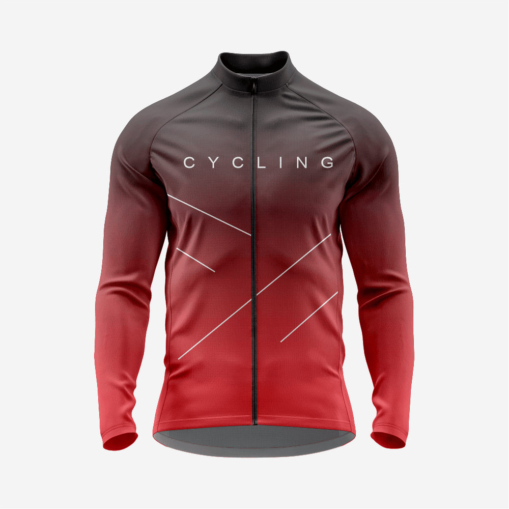 Maillot cycliste à manches longues rouge pour hommes pour cyclistes sur route