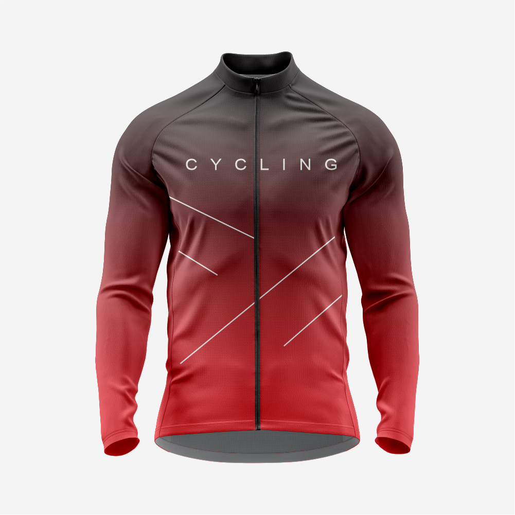 Men’s Red Long Sleeve Cycling Jersey for Road Riders