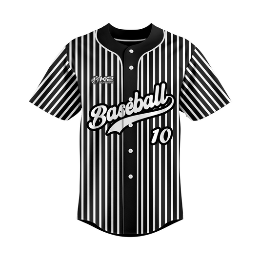 Full-Button Custom Baseball Jersey in Black and White