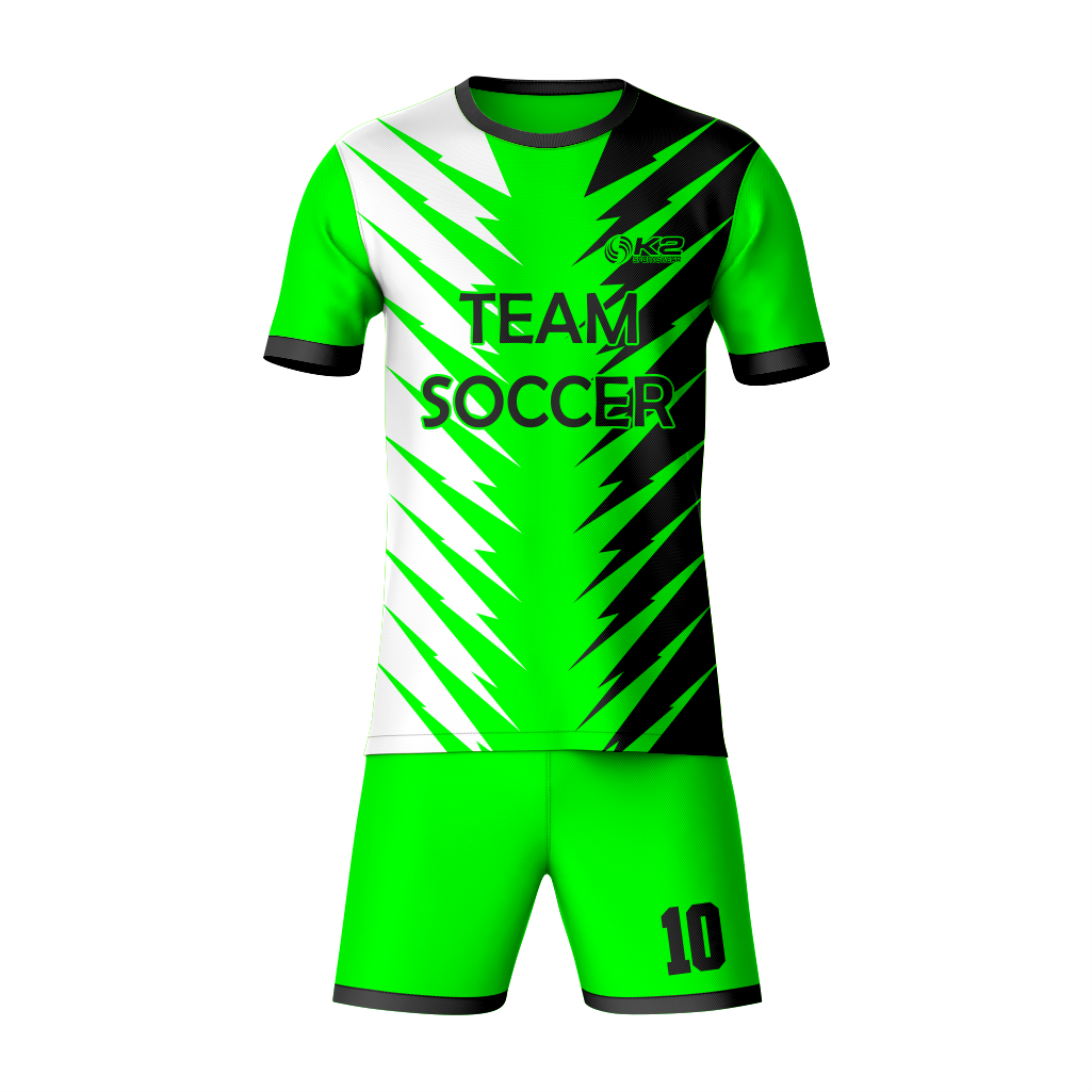 Top-Quality Electric Green and Black Soccer Uniform