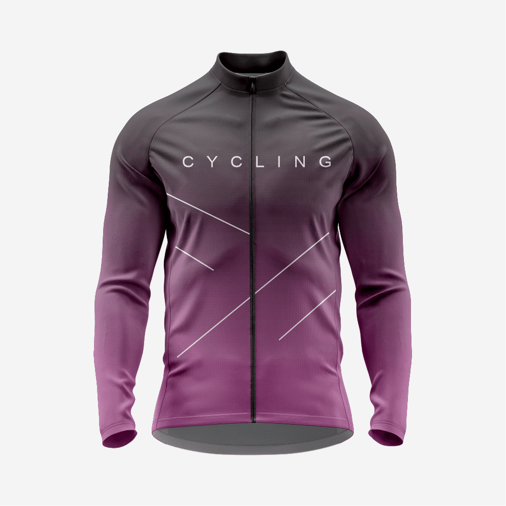 Men’s Dark Purple Long Sleeve Cycling Jersey for Road Riders