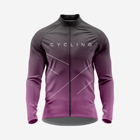 Men’s Dark Purple Long Sleeve Cycling Jersey for Road Riders