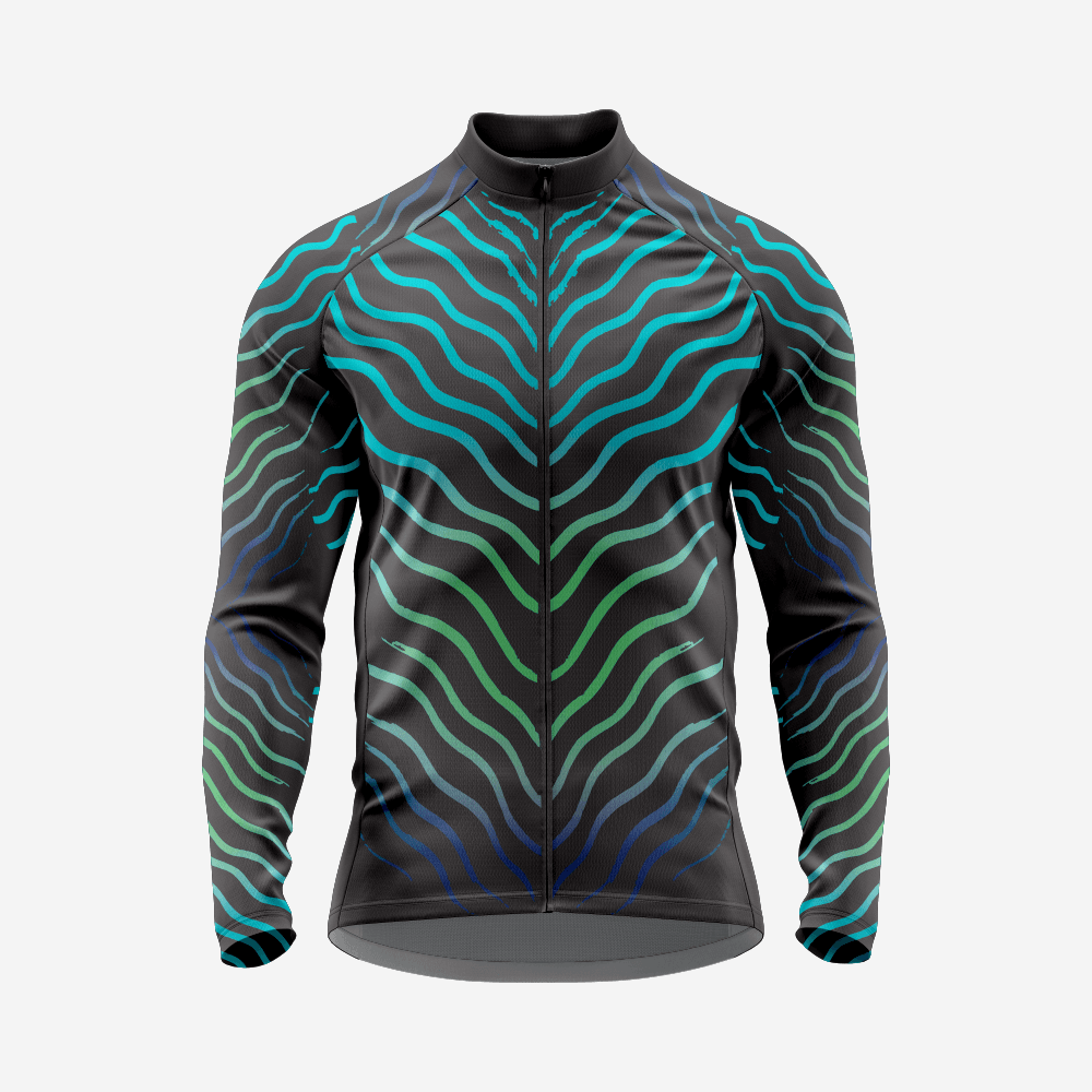 Black Men’s Long Sleeve Cycling Jersey Durable Bicycle Jerseys Mens