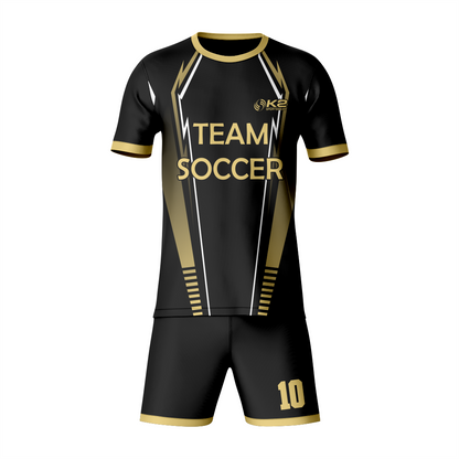 Stylish Black-Gold Soccer Jersey Set