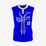 Premium Dark Blue Sleeveless Softball Jersey with 2 Buttons - K2 Sportswear | Custom Sports Uniforms & Apparels - K2 Sportswear