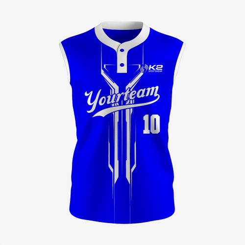 Premium Dark Blue Sleeveless Softball Jersey with 2 Buttons - K2 Sportswear | Custom Sports Uniforms & Apparels - K2 Sportswear