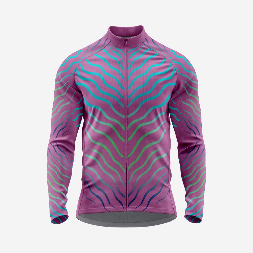 Dark Purple Men’s Long Sleeve Cycling Jersey Durable Bicycle Jerseys Mens