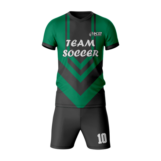 Premium Black and Dark Green Soccer Uniform Kit