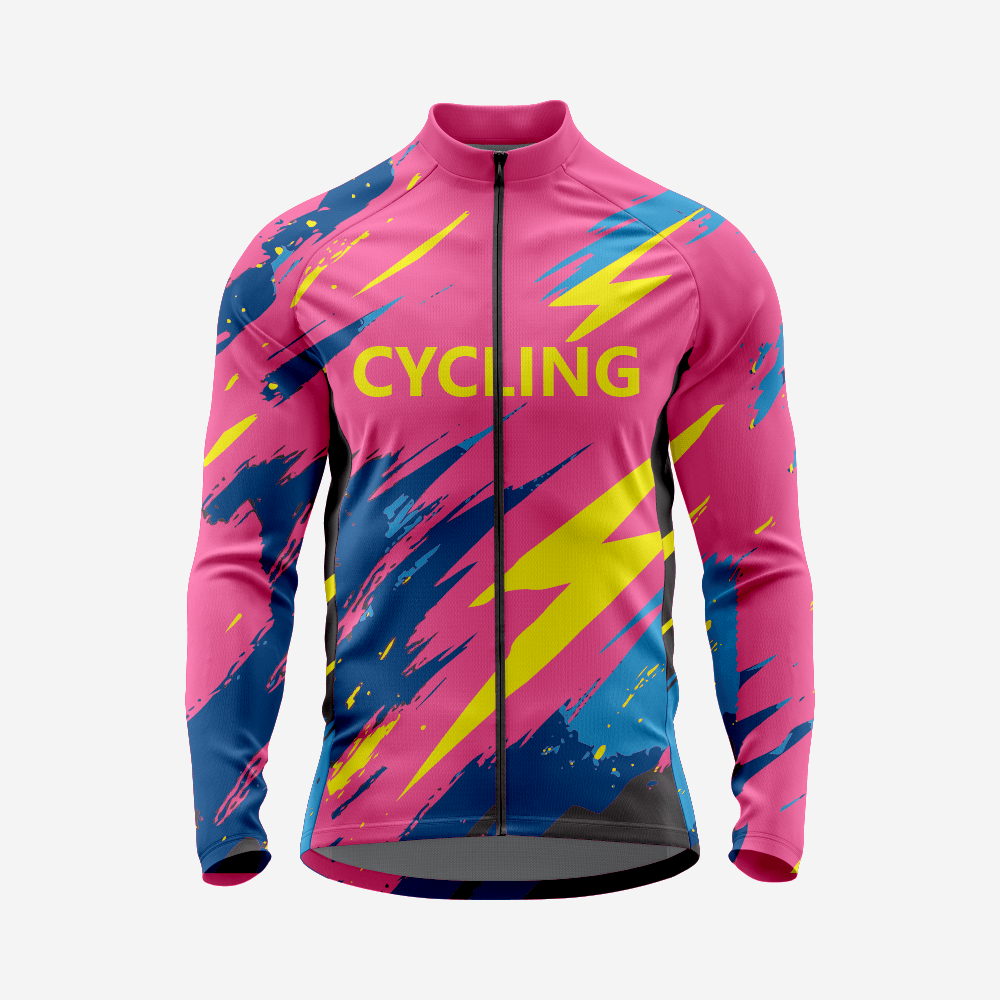 Men’s Candy Pink Long Sleeve Bike Jersey for Road Cycling