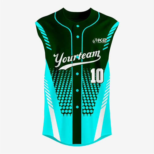 Custom Black/Turquoise Sleeveless Full Button Softball Jersey – Men/Women - K2 Sportswear | Custom Sports Uniforms & Apparels - K2 Sportswear