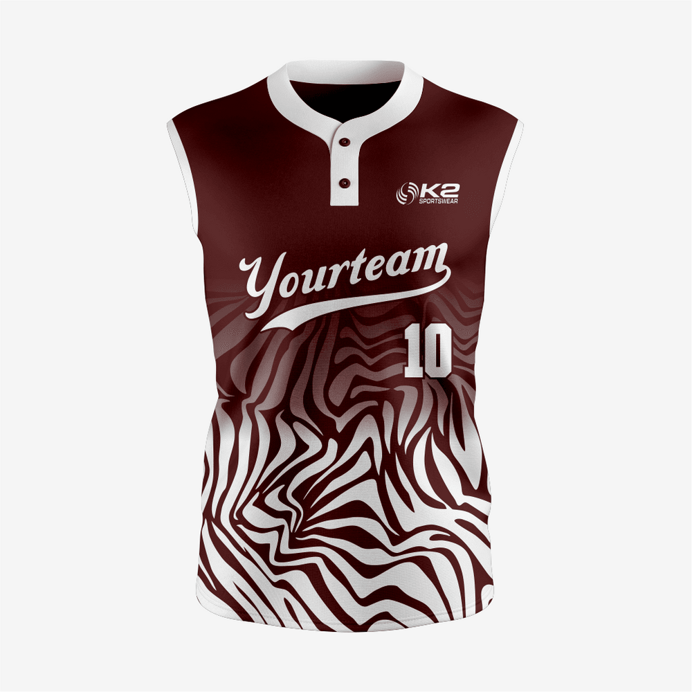 Custom 2-Button Sleeveless Softball Jersey – Dark Brown for Men/Women