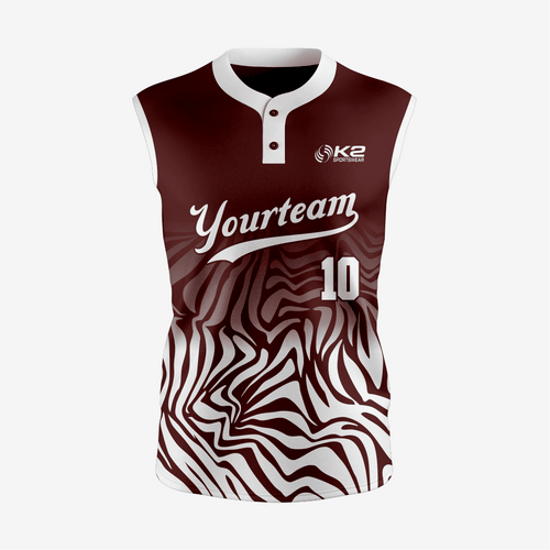 Custom 2-Button Sleeveless Softball Jersey – Dark Brown for Men/Women - K2 Sportswear | Custom Sports Uniforms & Apparels - K2 Sportswear