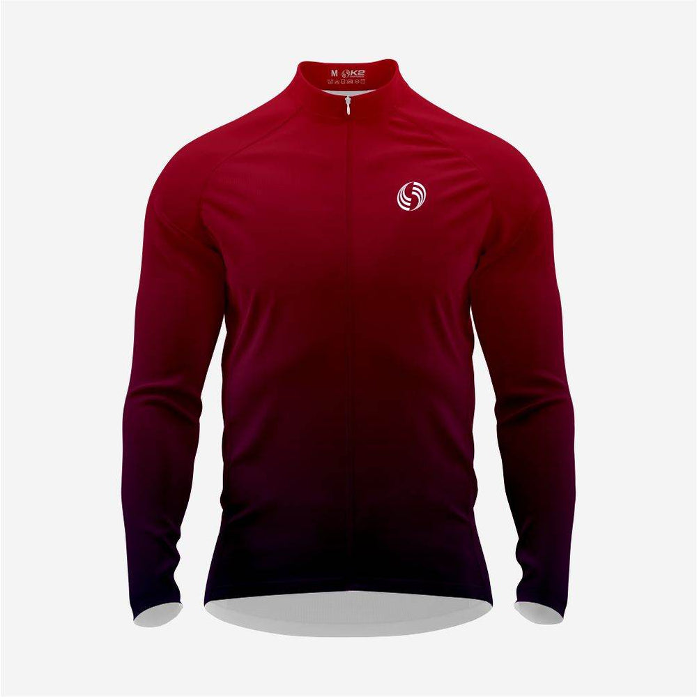 Hochwertiges Radtrikot für Herren in Bordeauxrot und Schwarz – Langarm