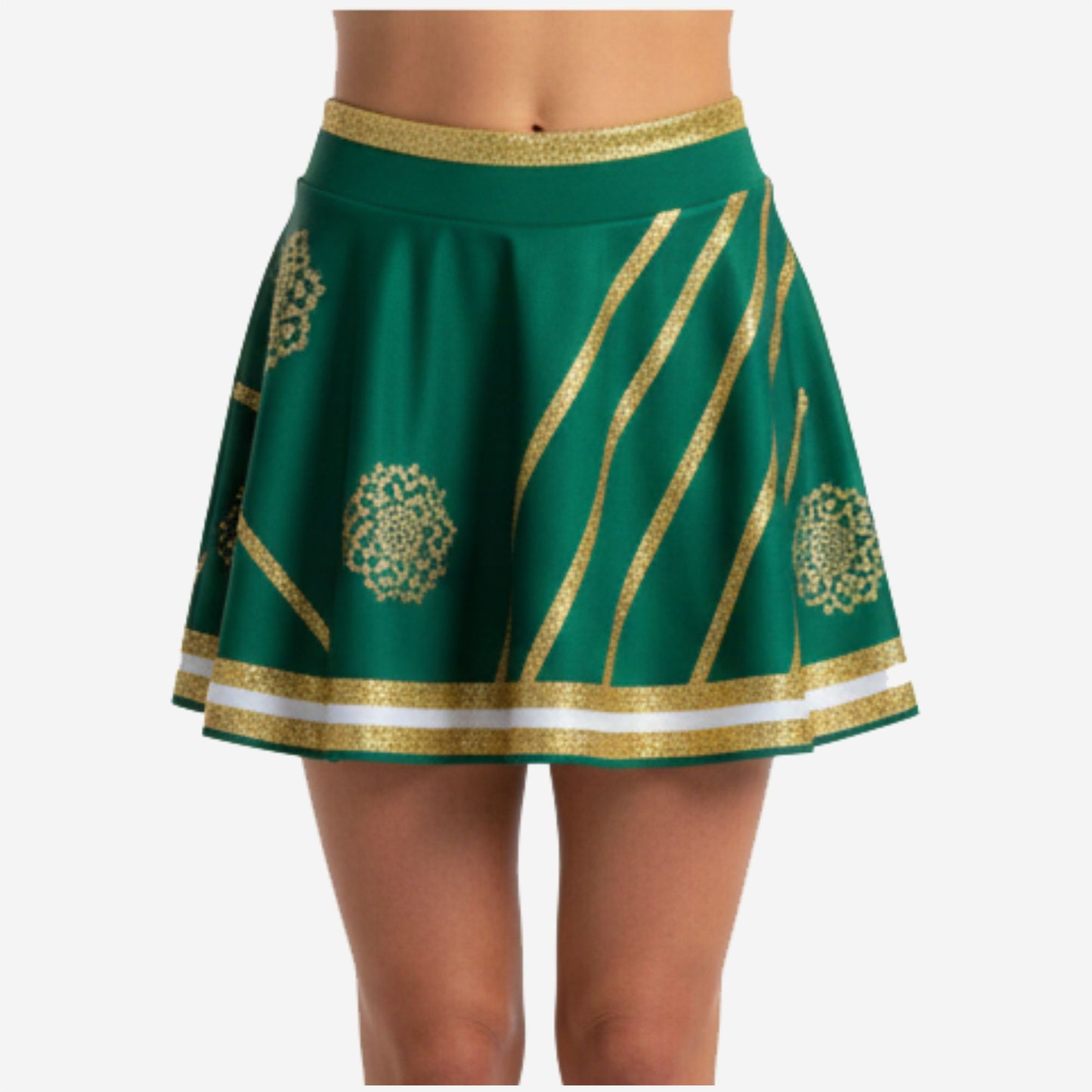 Custom Cheerleading Skirt - Pleated Green Cheer Skirt Team Design