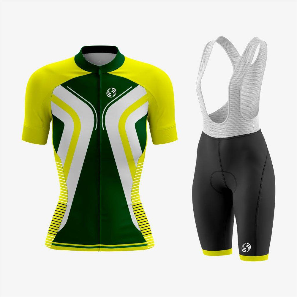 Damen-Fahrradbekleidung nach Maß – Gelb/Grün – K2 Sportswear | Custom Sports Uniforms & Apparels