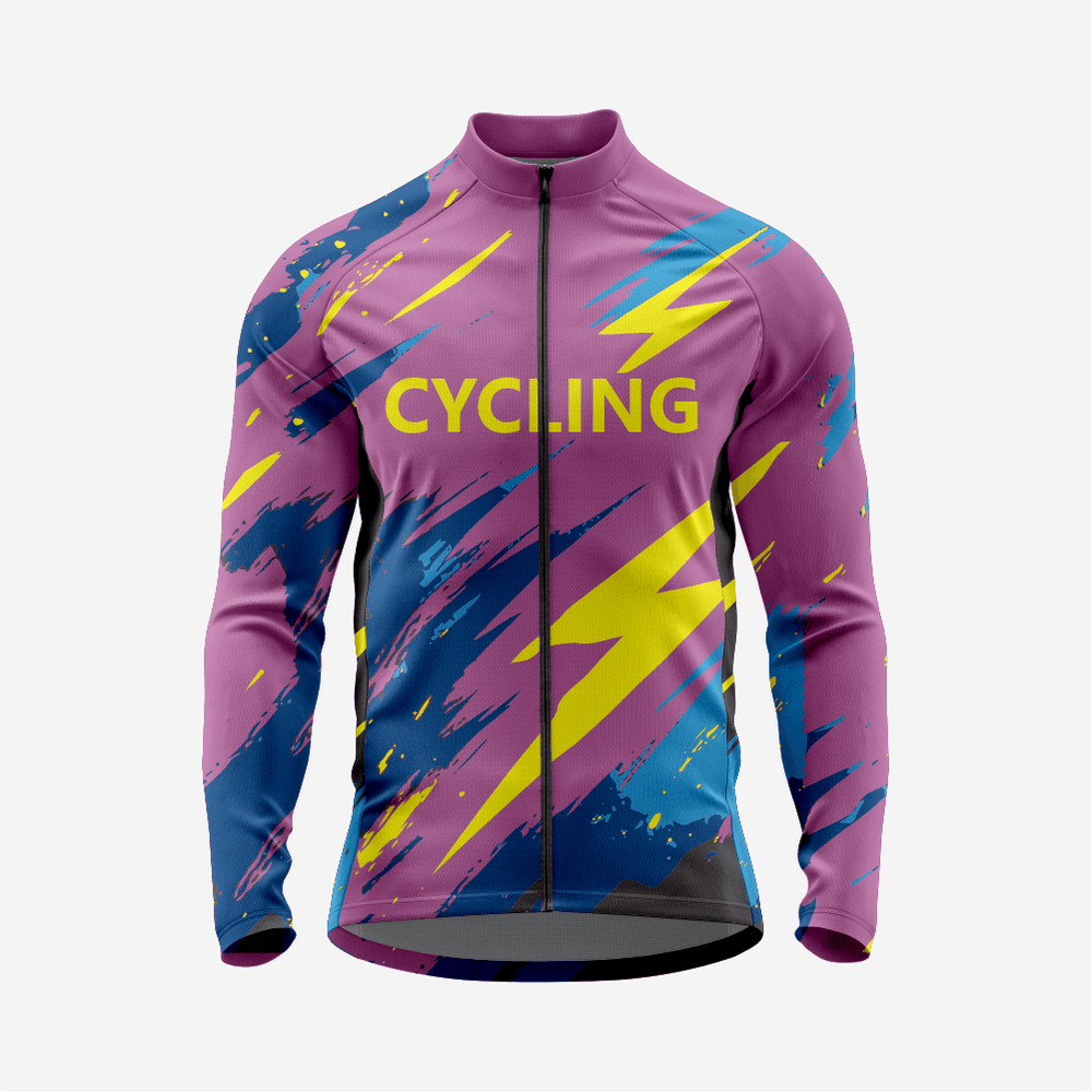 Men’s Dark Purple Long Sleeve Bike Jersey for Road Cycling