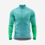 Full Zip Powder Blue Long Sleeve Cycling Jersey for Men | Hexagon Bike Shirt - K2 Sportswear | Custom Sports Uniforms & Apparels - K2 Sportswear