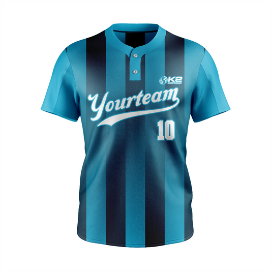 Personalized Sea Blue Baseball Jersey – 2 Button