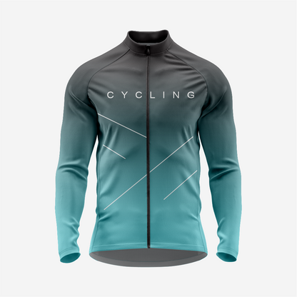 Men’s Long Sleeve Cycling Top and Bib Shorts Set - Teal Blue