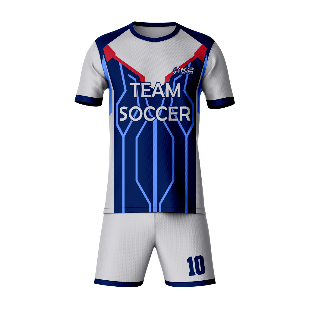 Premium Dark Blue & Grey Soccer Kit