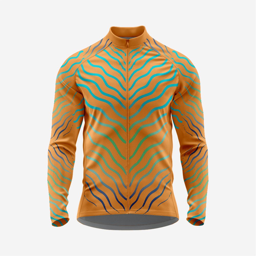 Orange Men’s Long Sleeve Cycling Jersey Durable Bicycle Jerseys Mens