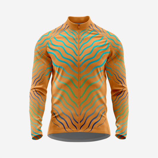 Orange Men’s Long Sleeve Cycling Jersey Durable Bicycle Jerseys Mens