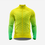 Yellow & Green Men's Long Sleeve Cycling Jersey| Breathable Hex Print Bike Jersey - K2 Sportswear | Custom Sports Uniforms & Apparels - K2 Sportswear