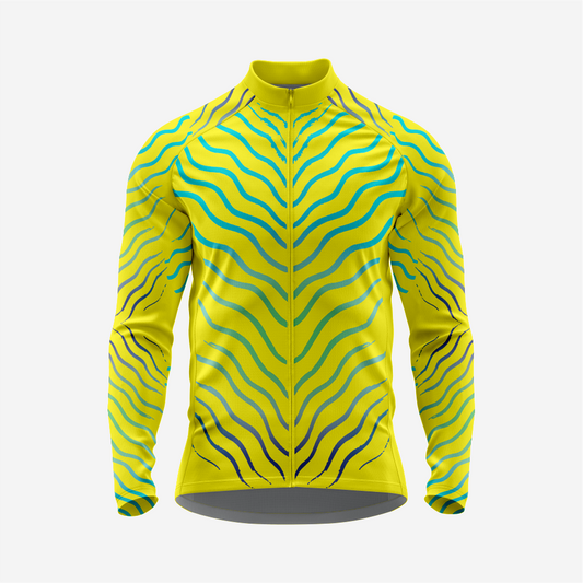 Yellow Gold Men’s Long Sleeve Cycling Jersey Durable Bicycle Jerseys Mens