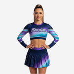 Long Sleeve Custom Cheerleading Uniforms - Crop Top & Skirt Set for Youth & Elite Squads