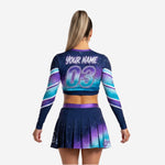 Long Sleeve Custom Cheerleading Uniforms - Crop Top & Skirt Set for Youth & Elite Squads