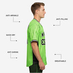 Custom Baseball Uniform Jersey - Youth & Adult Pinstripe Full Button Jersey in Inchworm