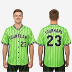Custom Baseball Uniform Jersey - Youth & Adult Pinstripe Full Button Jersey in Inchworm