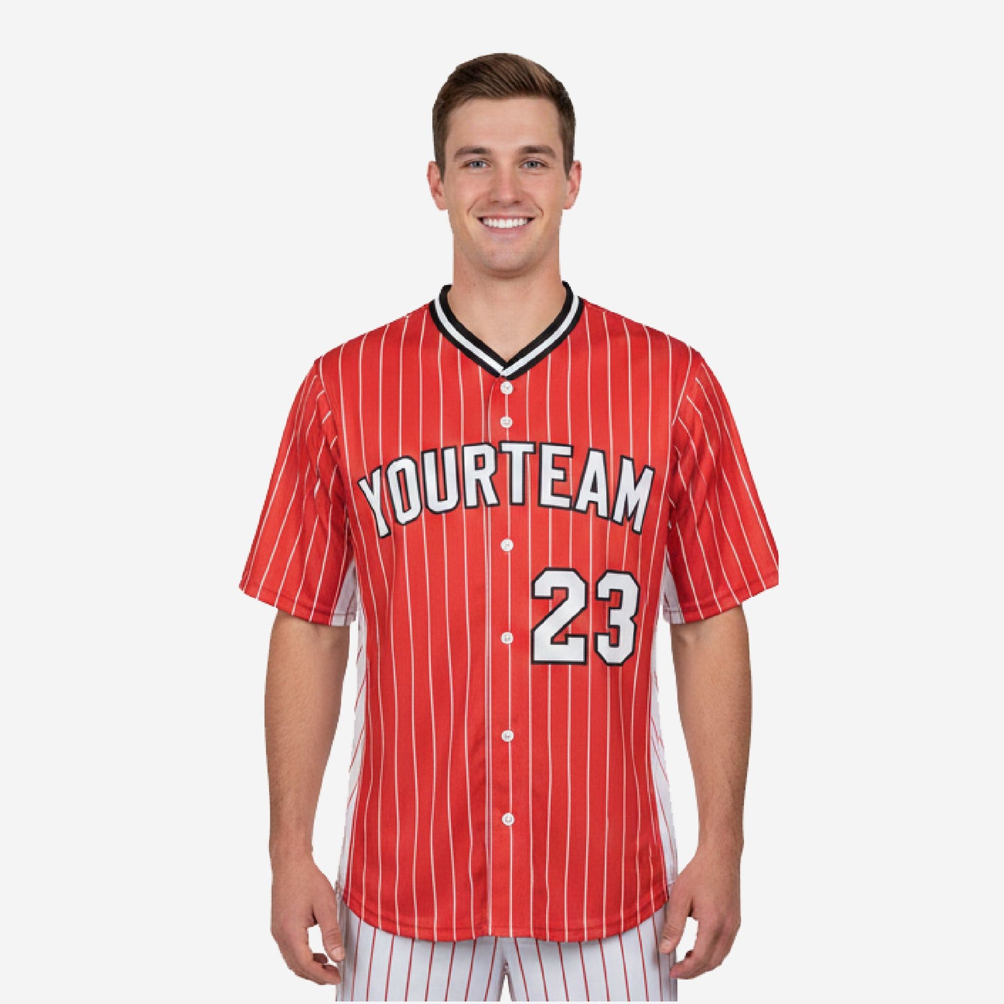 Custom Baseball Jersey - Pinstripe Full Button Jersey Team Name & Number