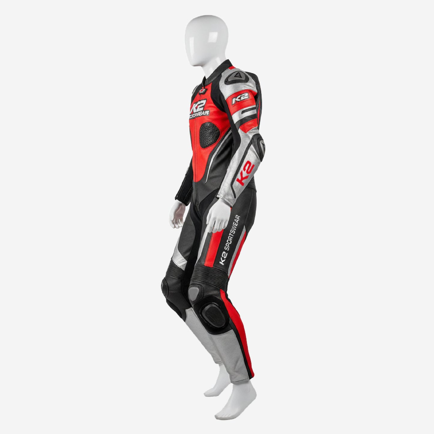 Custom Motorcycle Leather Racing Suit in Red & Black - One Piece Racing Suit