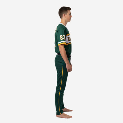 Custom Youth Baseball Uniform Set - V-Neck Jersey & Pants Sublimated in Green