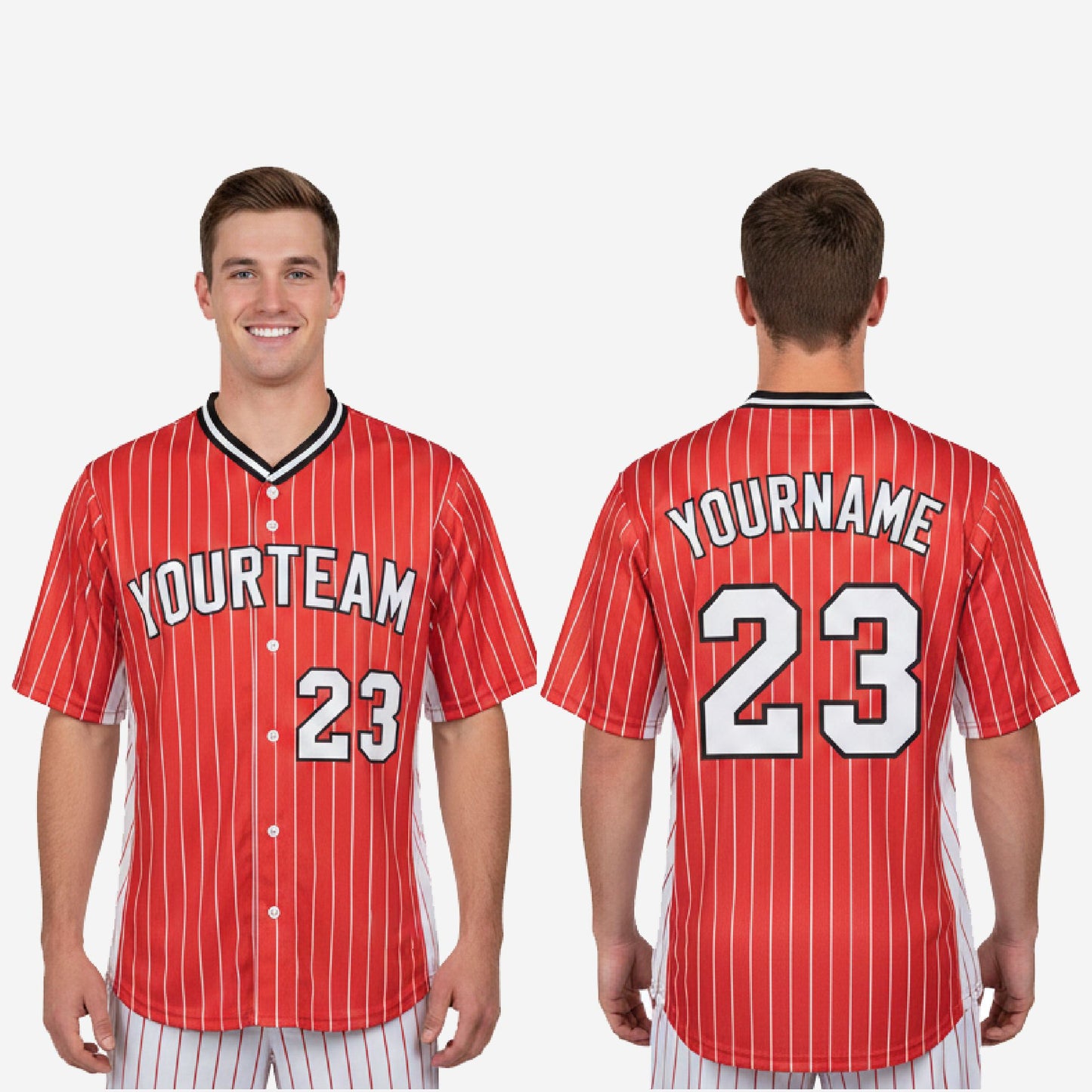 Custom Baseball Jersey - Pinstripe Full Button Jersey Team Name & Number