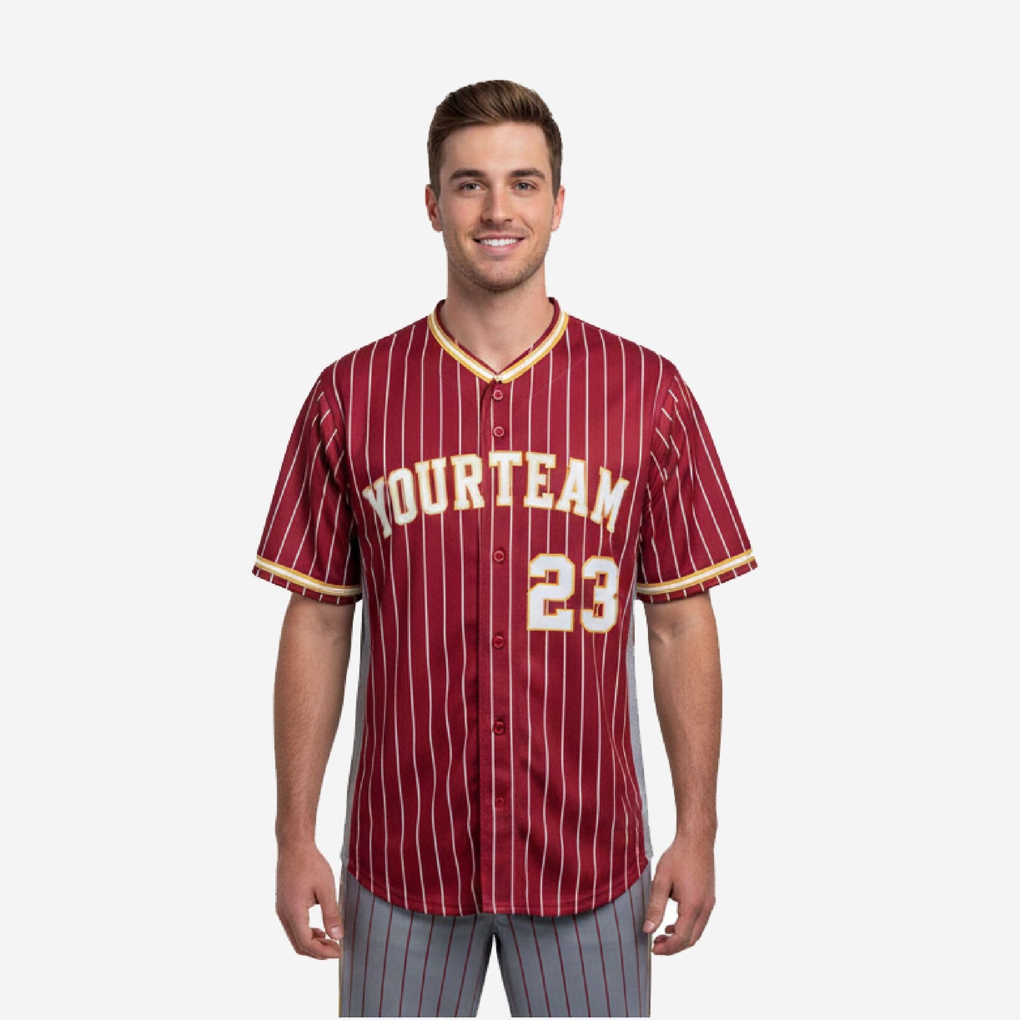 Custom Baseball Jersey - Pinstripe Full Button Jersey Team Name & Number