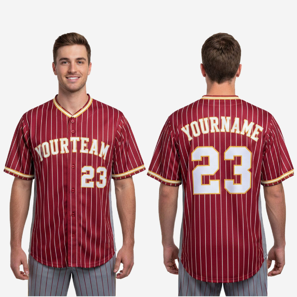 Custom Baseball Jersey - Pinstripe Full Button Jersey Team Name & Number