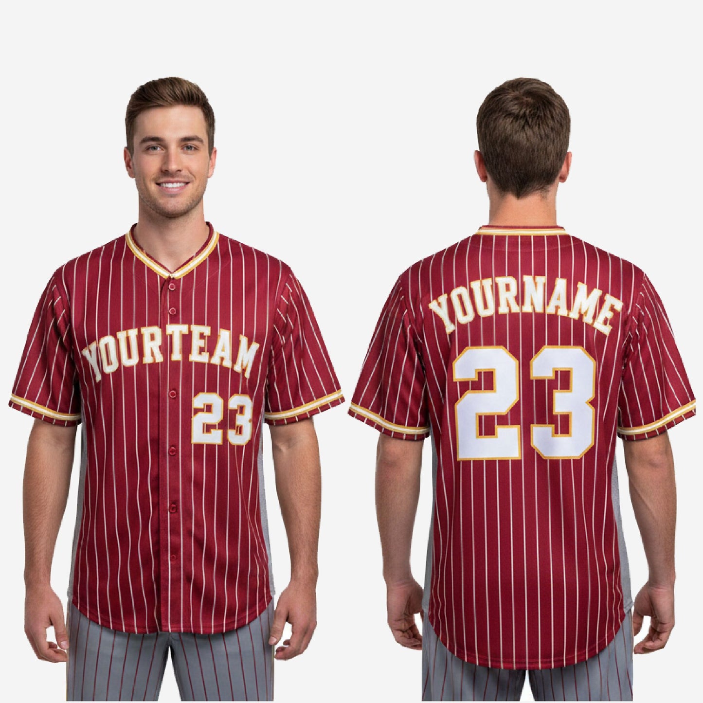 Custom Baseball Jersey - Pinstripe Full Button Jersey Team Name & Number