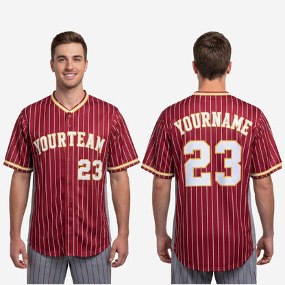 Custom Baseball Jersey - Pinstripe Full Button Jersey Team Name & Number