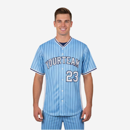 Custom Baseball Jersey - Pinstripe Full Button Jersey Team Name & Number
