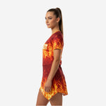 Sleeveless Cheerleading Uniform Dress - Custom Team Name & Number Red Brown