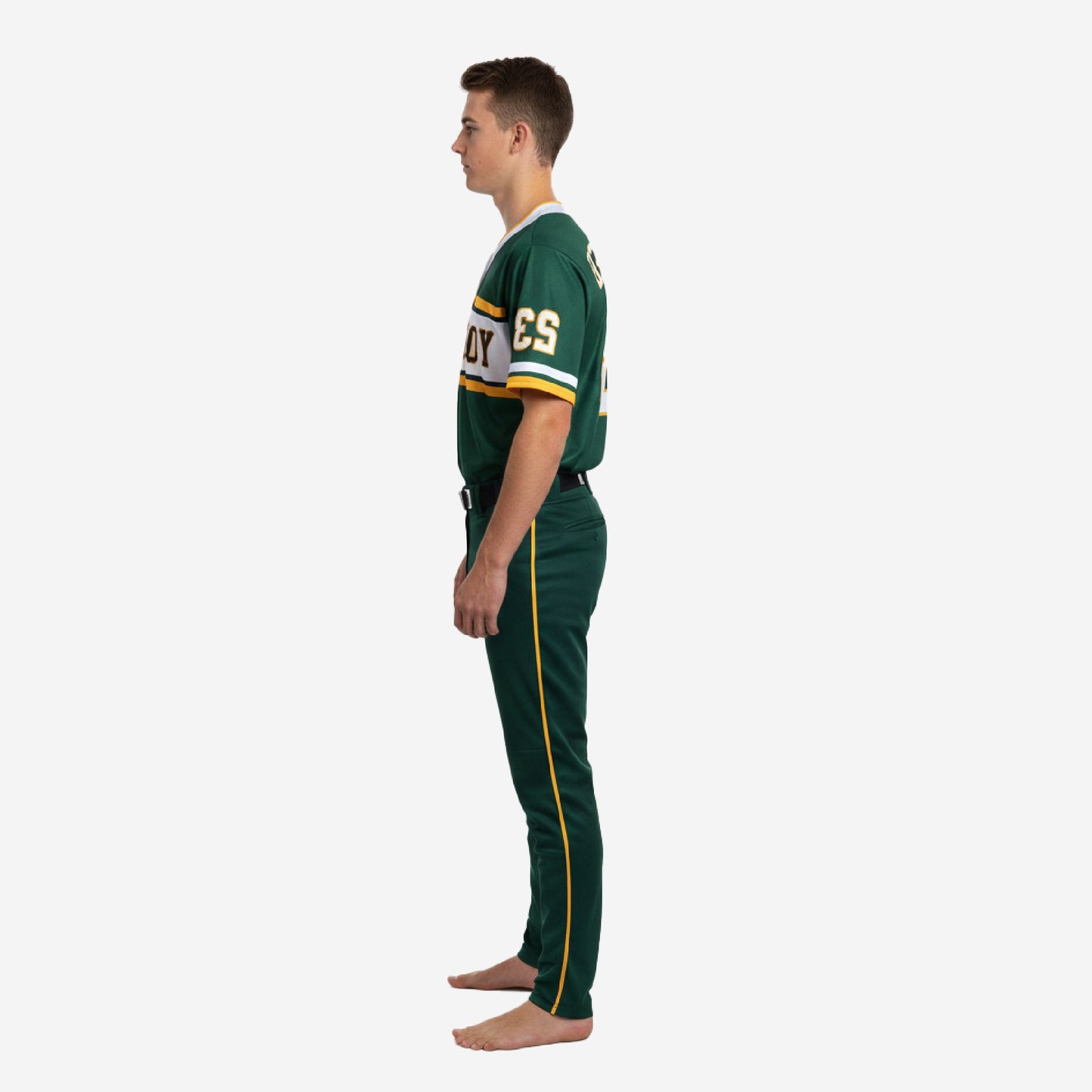Custom Youth Baseball Uniform Set - V-Neck Jersey & Pants Sublimated in Green