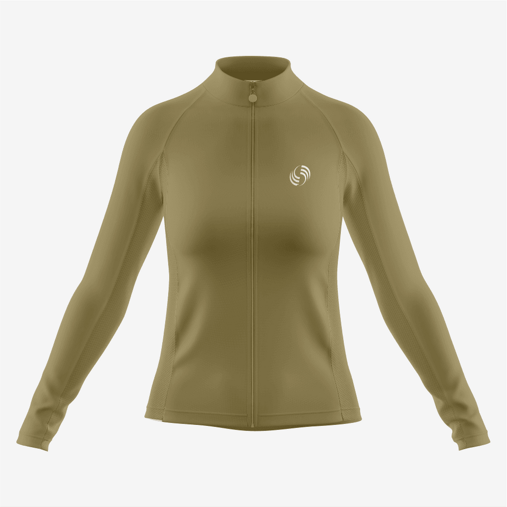 Pro-Level Women's Long Sleeve Cycling Jersey in Tan