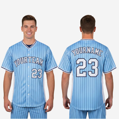 Custom Baseball Jersey - Pinstripe Full Button Jersey Team Name & Number