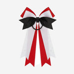 Custom Cheerleading Bow in Red - Rhinestone Hair Bow Ponytail Holder