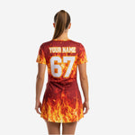 Sleeveless Cheerleading Uniform Dress - Custom Team Name & Number Red Brown