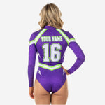 Custom Cheerleading Bodysuit - Purple Long Sleeve Uniform