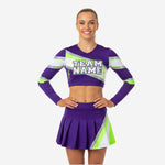 Custom Competition Cheerleading Uniforms - Long Sleeve Top & Skirt Set with Team Name